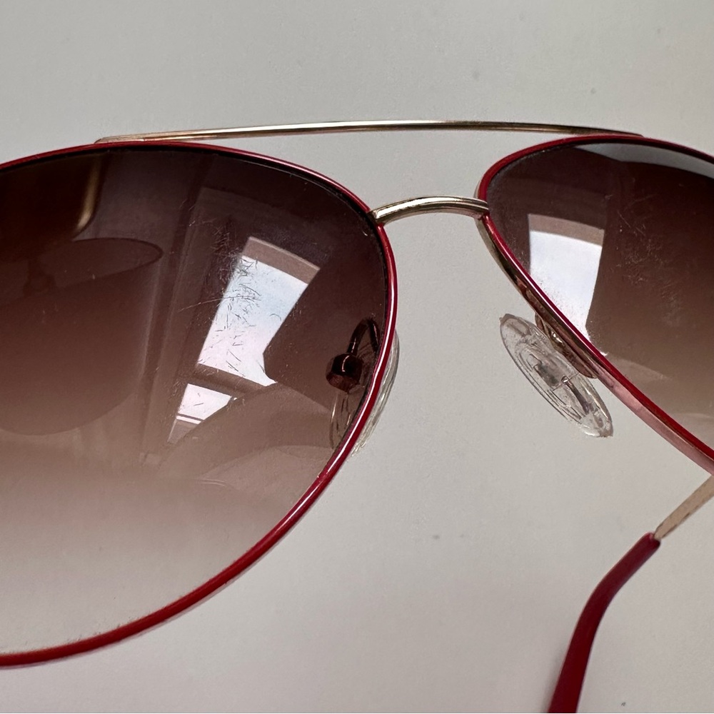 Michael Kors Gold & Red Trim Aviator Sunglasses - Picture 13 of 14